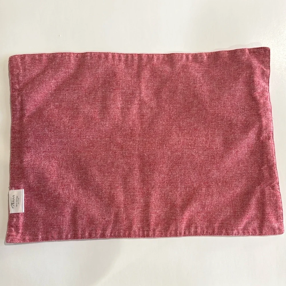 Aman Red Woven Farmhouse Textile Rectangular Placemats Set of 4